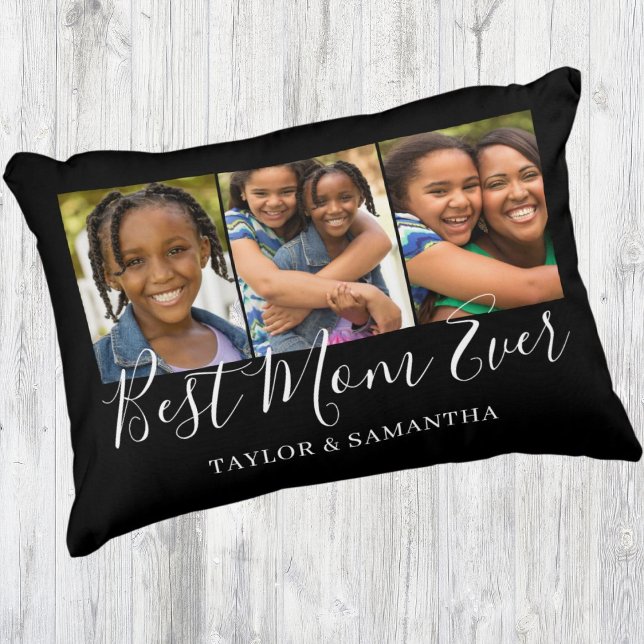 Meilleure maman 3 Photo Collage Coussin Accent (Créateur téléchargé)