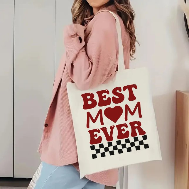 Meilleure maman À damiers Sac fourre-tout, cadeau  (gift for mom, Mother’s Day tote, birthday present for mom, Christmas gift for mom,best mom gift idea)
