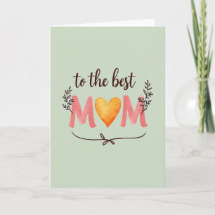 Meilleure Maman Carte Artistique Cœur Doré