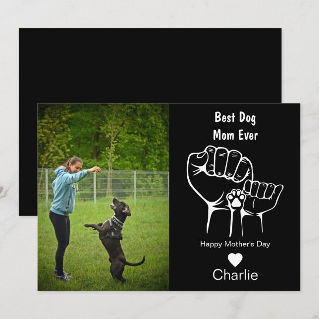 Meilleure maman de chien jamais fist bump carte de (Devant / Derrière)