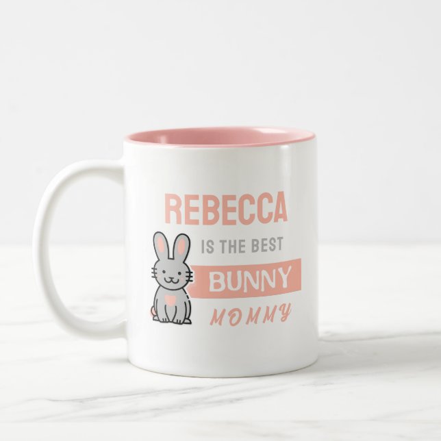 Meilleure maman de lapin avec nom Mug de café (Gauche)