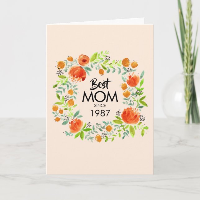 Meilleure maman depuis l'aquarelle Floral Carte de (Devant)