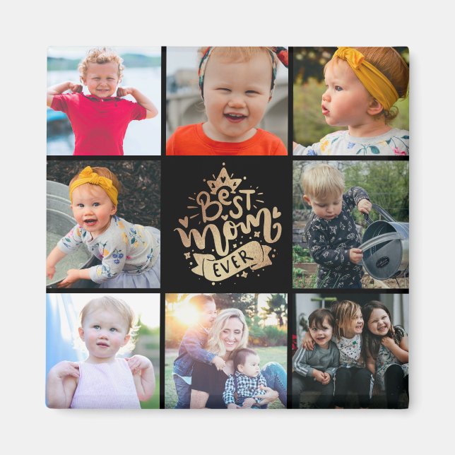 Meilleure Maman Ever Gold Photo Collage Magnet cad (Devant)