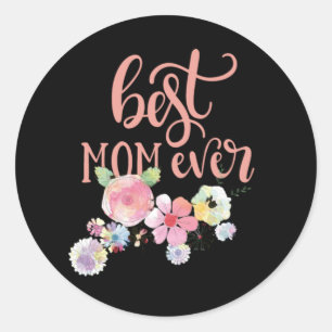 Meilleure Maman Jamais. Autocollant de fleurs d'aq