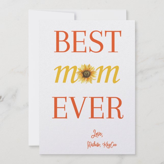 Meilleure maman jamais, Carte de fête des mères de (Devant)