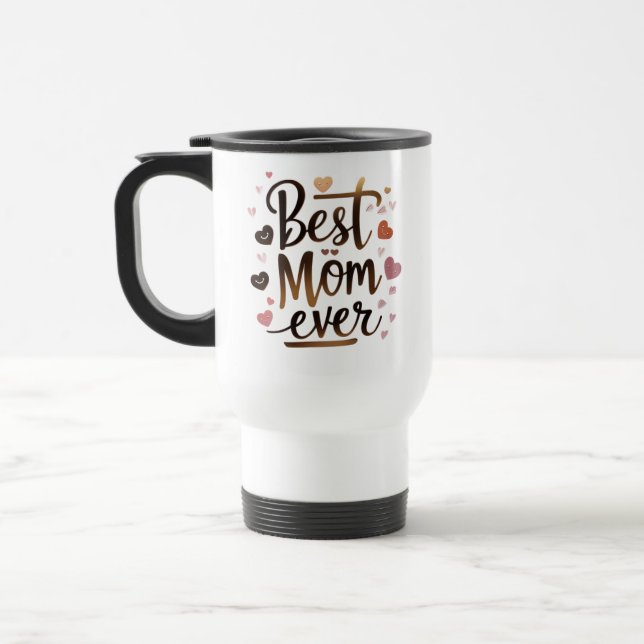 Meilleure maman jamais - Mignonne coeur Voyage Mug (Gauche)