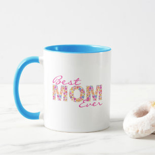 Meilleure Maman Jamais Mug Rose Coloré Floral Café