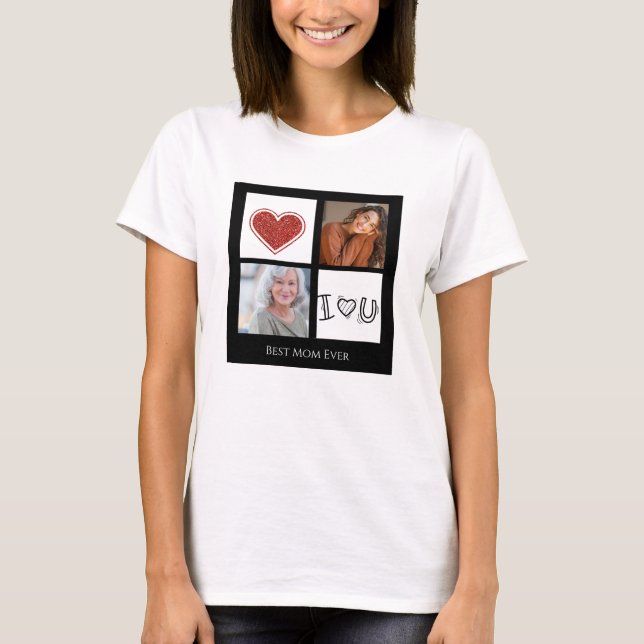 Meilleure Maman Jamais Photo Collage T-Shirt (Devant)