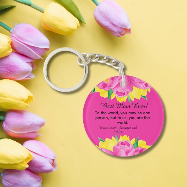 Meilleure Maman Jamais ! Porte - clé acrylique ros (Best Mom Ever! Pink Acrylic Keychain)