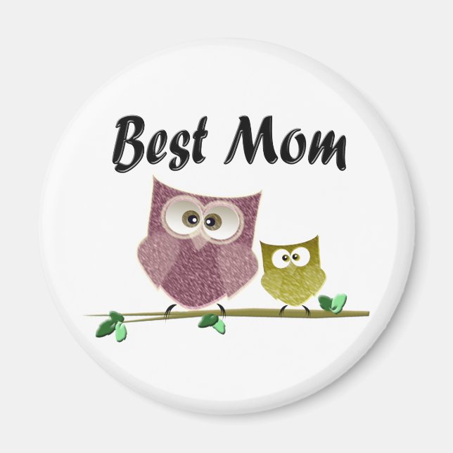 Meilleure maman, mignonne hibou art Magnet (Devant)