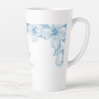 Meilleure Maman Mug Latte Floral Bleu