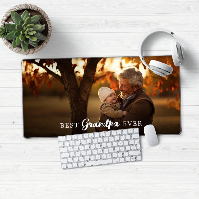 Meilleure photo Grand-père Granparent (Best Grandpa Ever Desk Mat Mouse Pad)