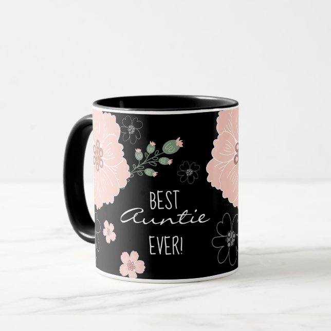 Meilleure Tante Jamais Mug Florale (Devant gauche)