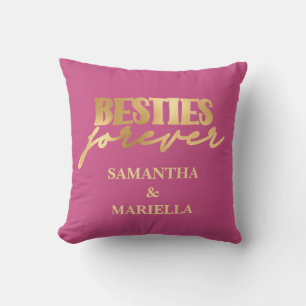 Meilleures amies Besties rose Coussin de jet