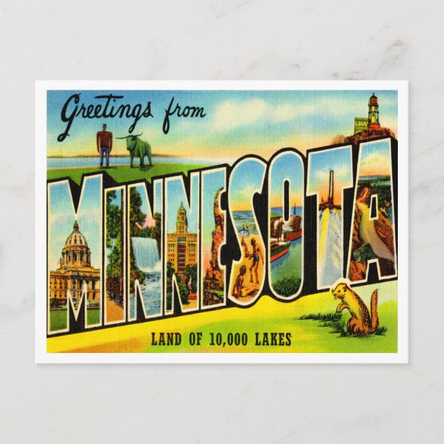 Meilleures salutations de la carte postale Vintage (Devant)