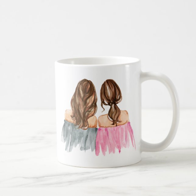 Meilleurs Amis Mug Cadeau Deux filles Brunette (Droite)