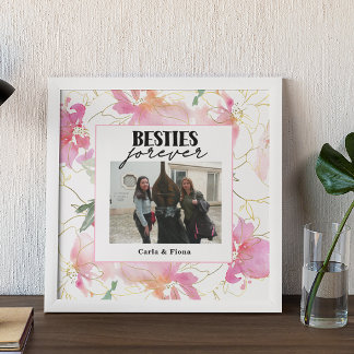 Meilleurs amis PHOTO Cadeau Pink Poster