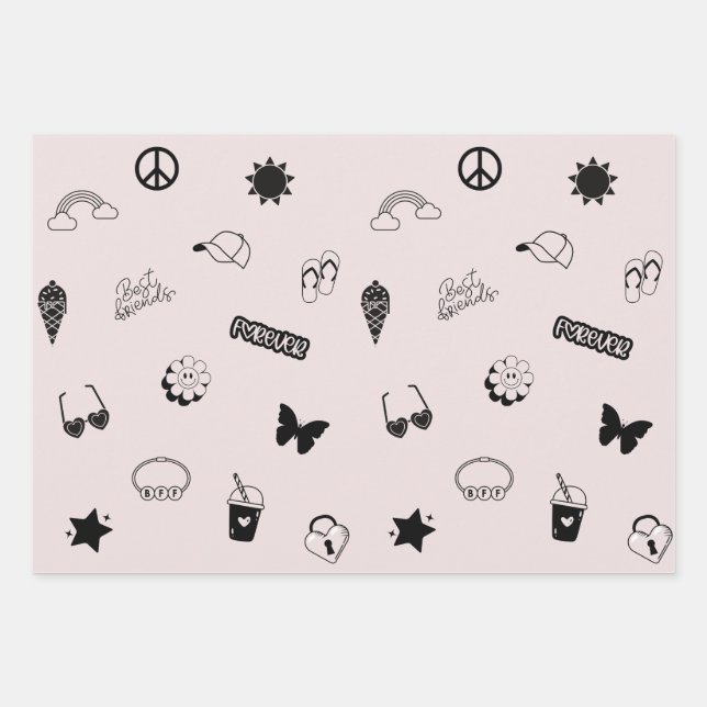 Meilleurs amis pour toujours BFF papier cadeau env (Devant)