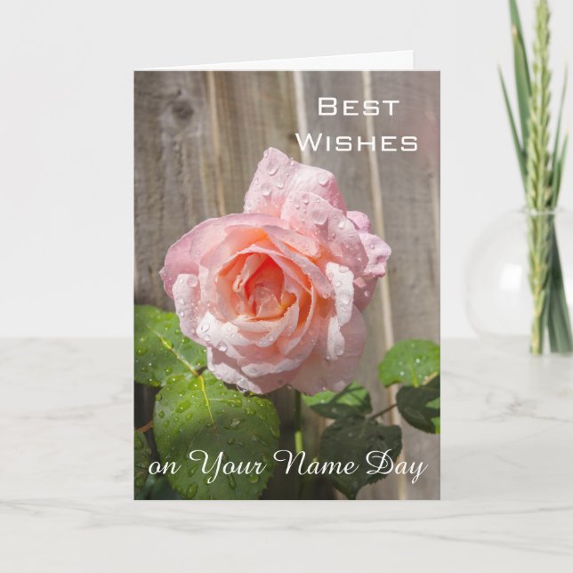 Meilleurs voeux, nom carte jour rose rose rose ros (Devant)