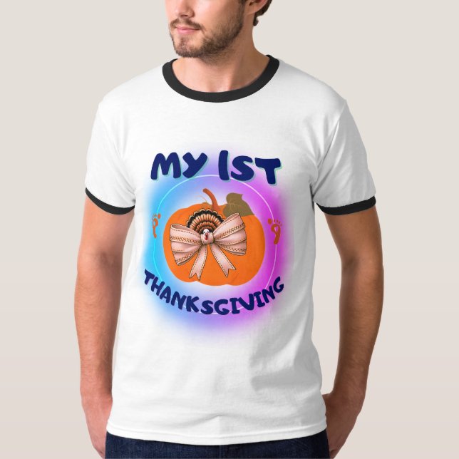 Mein 1. Erntedank - Coquette-Truthahn auf T-Shirt (Vorderseite)