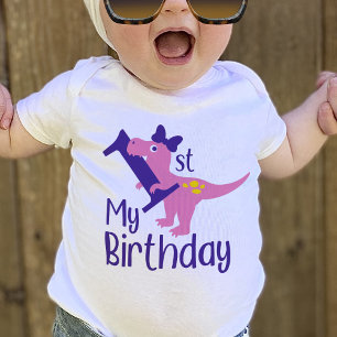Mein 1. Geburtstags-Dinosaurier-T-Shirt für Mädche Baby T-shirt