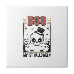 Mein 1. Halloween-Baby-Totenkopf-Vintage-Gravur-Sh Fliese