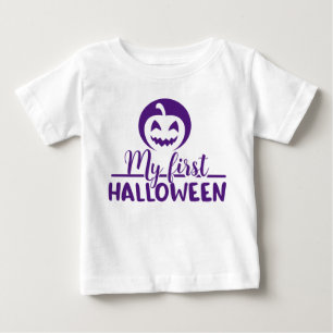 Mein 1. Halloween Beängstigender Lila Kürbis Baby T-shirt