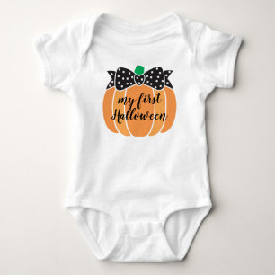 Mein 1. Halloween Erstes Kleines Kürbis-Polka-Punk Baby Strampler