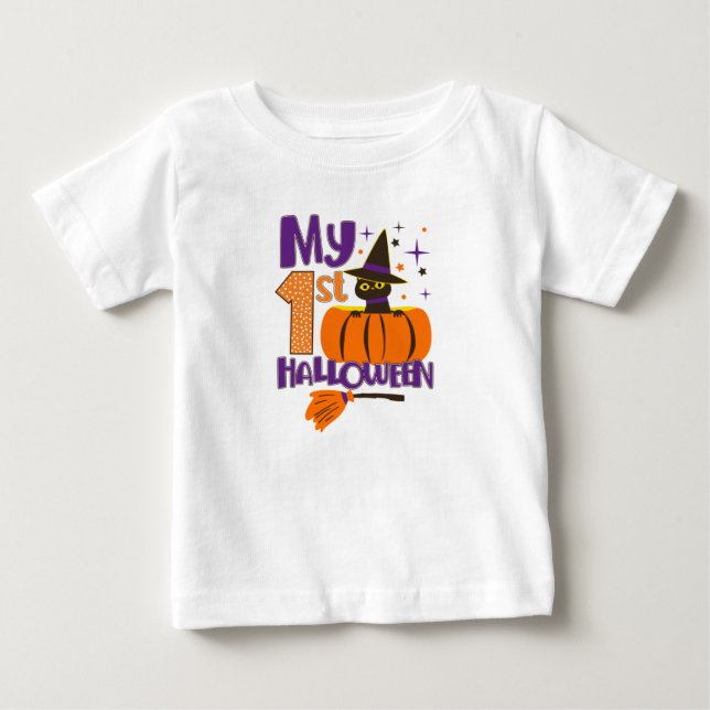 Mein 1. Halloween Pumpkin & Black Cat Baby T-shirt (Vorderseite)
