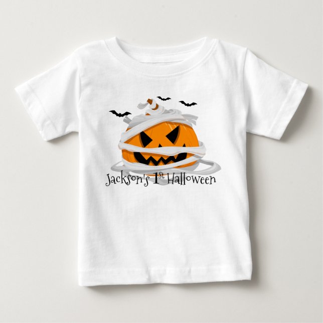 Mein 1. Halloween Pumpkin Personalisiert Baby T-shirt (Vorderseite)