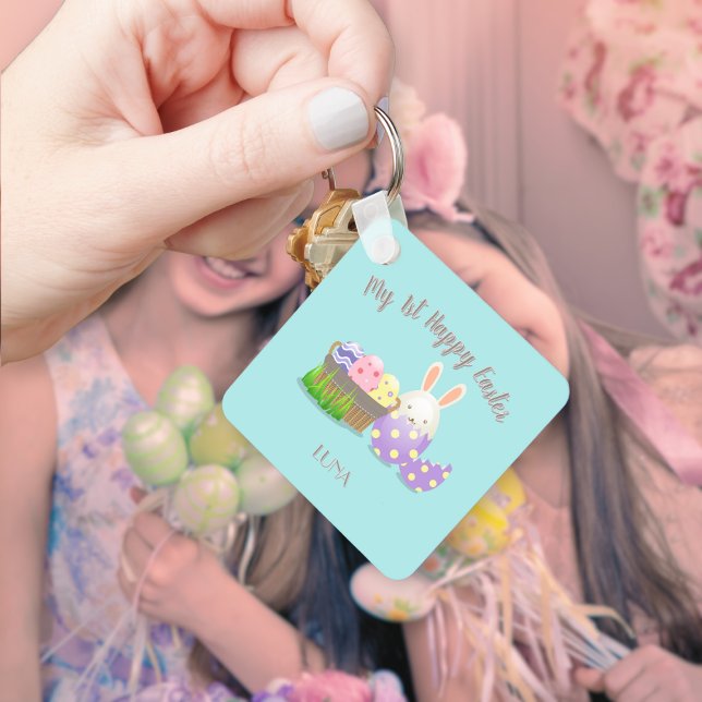 Mein 1. Happy Osterplatz Schlüsselanhänger (My 1st Happy Easter Square Keychain)