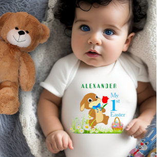 Mein 1. Ostern Personalisierter Osterhase & Eier Baby Strampler