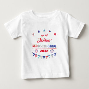 Mein 1. Rot-Weiß und GRILLEN 4. july Feuerwerk Baby T-shirt