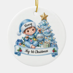 Mein 1. Weihnachten 2026 Junge Benutzerdefinierter Keramik Ornament