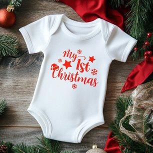 Mein 1. Weihnachten Moderne Schrift Winter-Schneef Baby Strampler