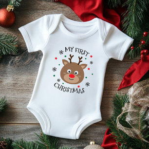 Mein 1. Weihnachten Süßes Rentier Schneeflocke Mod Baby Strampler