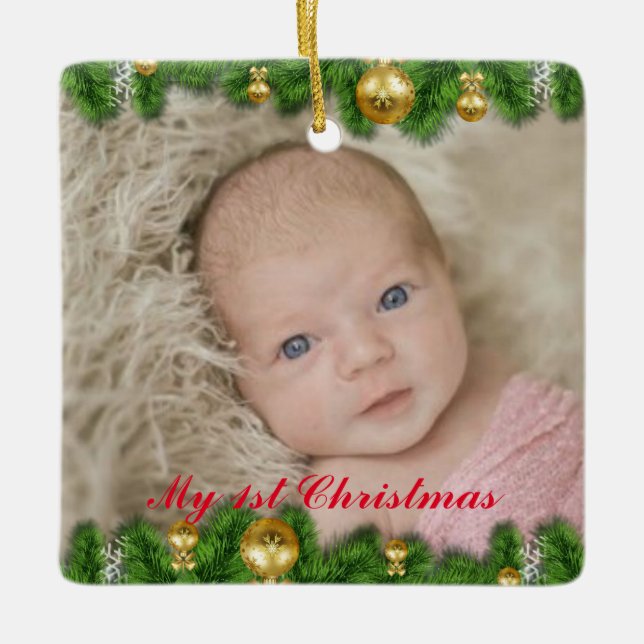 Mein 1. Weihnachtsbaumdekor im Foto Keramikornament (Vorderseite)
