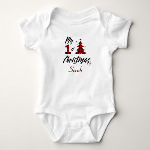 Mein 1. Weihnachtsfest kariert Baby Strampler