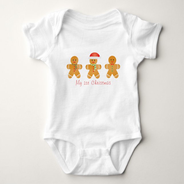 Mein 1. Weihnachtsgingerbrot Männer Weihnachtsmann Baby Strampler (Vorderseite)