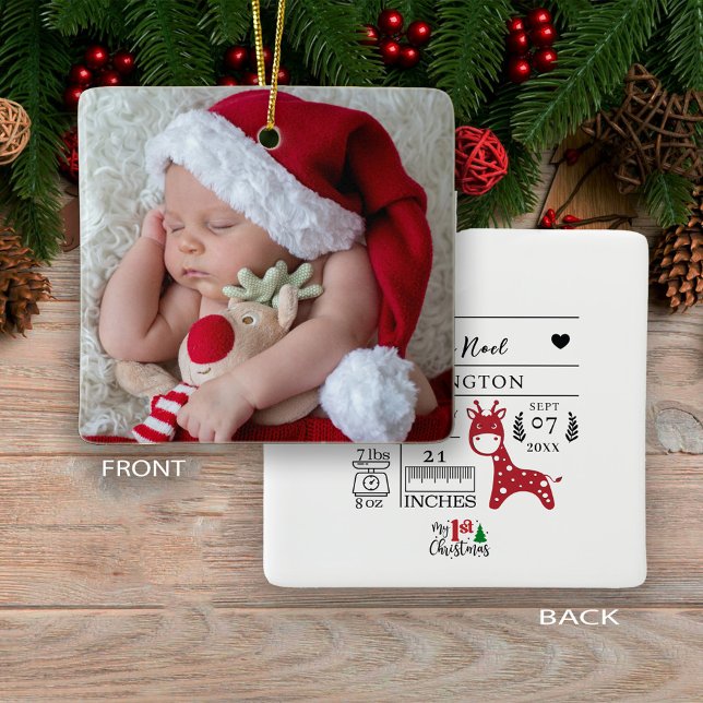 Mein 1. Weihnachtsjunge Baby Geburtsstat Foto Keramikornament (Von Creator hochgeladen)