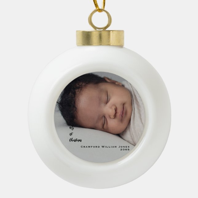 Mein 1. Weihnachtskind im Foto Keramik Kugel-Ornament (Vorderseite)