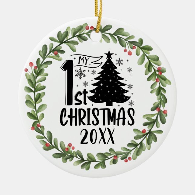 Mein 1. Weihnachtskranz Keramik Ornament (Vorne)