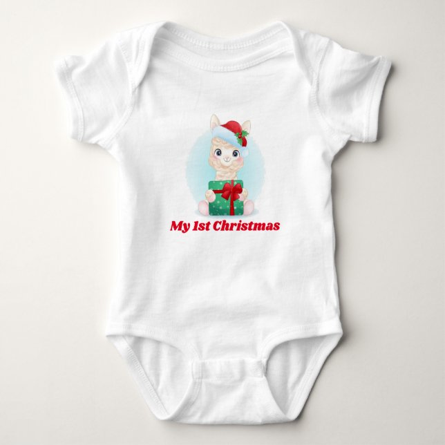 Mein 1. Weihnachtslama Baby Strampler (Vorderseite)
