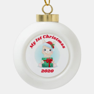 Mein 1. Weihnachtslama Keramik Kugel-Ornament