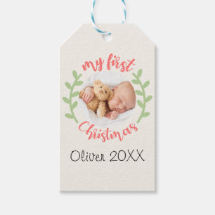 Mein 1. Weihnachtsnachtsname FOTO Wreath Geschenke Geschenkanhänger