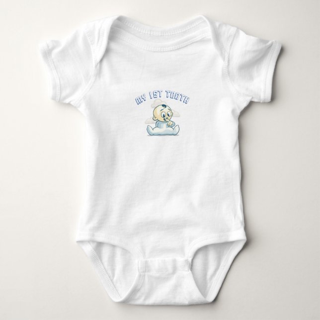 Mein 1. Zahnstück für den kleinen Jungen Baby Strampler (Vorderseite)