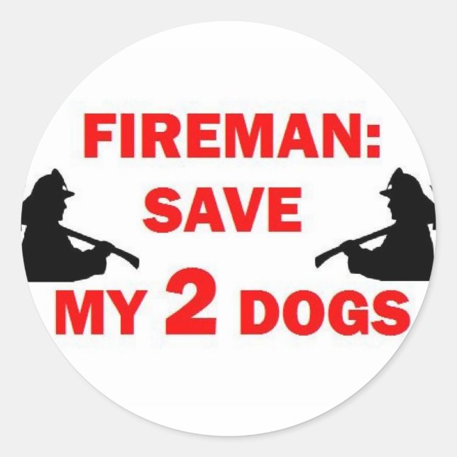 Mein 2 Hunde Feuerwehrmann rett Runder Aufkleber (Vorderseite)