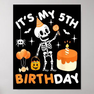 Mein 5. Geburtstag-lustiger Halloween-Skelett 5. G Poster