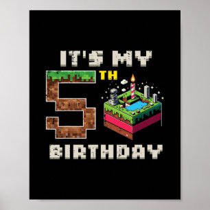 Mein 5. Geburtstag Pixel-Spiel 5 Kuchen Video-Spie Poster
