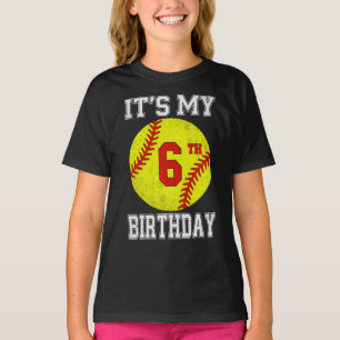 Mein 6. Geburtstag Mädchen Softball 6 Jahre alt T-Shirt